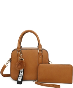 Fashion Top Handle 2-in-1 Satchel Bag LF22929 BROWN